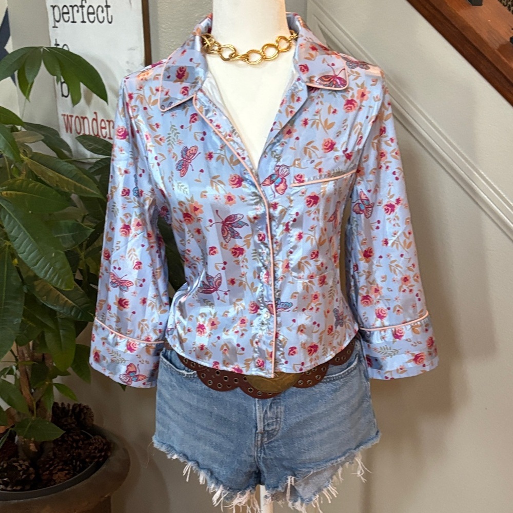 Free People Floral Button-Up Womens Whimsical BoHo Top 🤩 - Picture 4 of 9